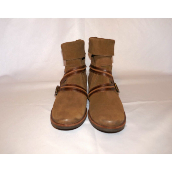 Matisse Prospector Boots Women’s Size 8.5 M Tan Suede Leather Cross Straps Ankle - Picture 5 of 16